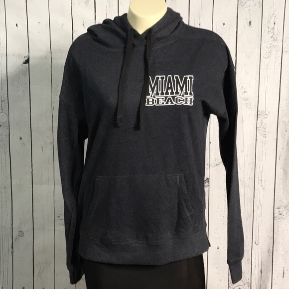 Miami Beach hooded sweater kangaroo pouch fleece unisex - Picture 2 of 8